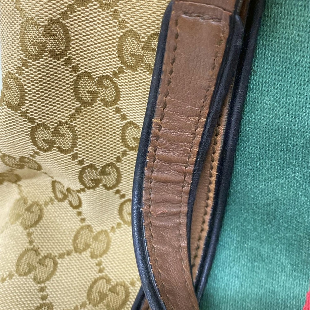 Gucci GG/Sherry Handbag 353114 Beige Dark Brown Multi Jacquard Leather - Picture 14 of 15